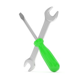 3D Illustration Wrench and screwdriver, service concept