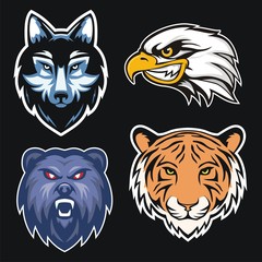 Set of Four Animal Mascots, Vector Illustration