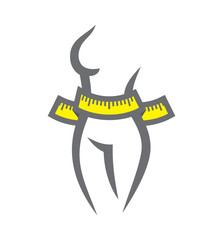 Woman measuring vector icon