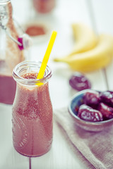 Healthy Paleo Dairy-Free Chocolate-Banana Smoothie with Figs, All Natural Ingredience