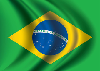 Vector Brazil flag blowing in the wind