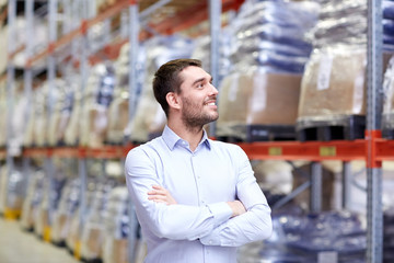 happy man at warehouse