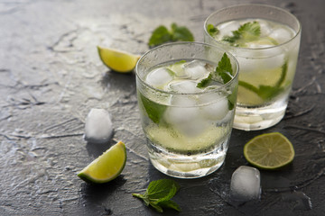 Refreshing summer cocktail with lime and mint. Mojito cocktail,