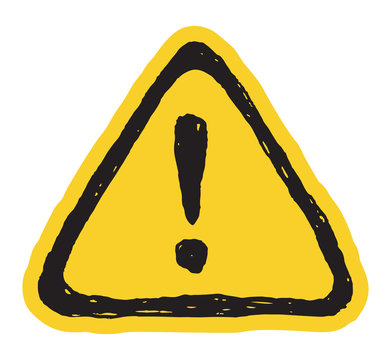 Hazard Hand Drawn Warning Attention Sign With Exclamation Mark Symbol