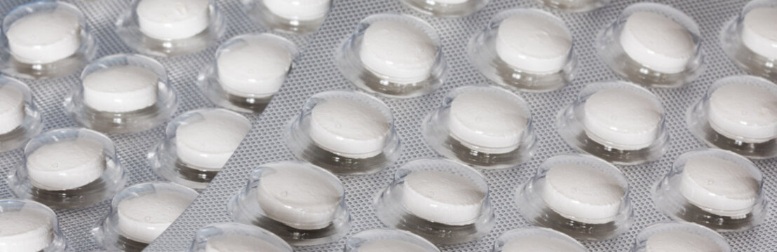 Tabletten in Plister, Nahaufnahme