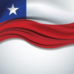 Vector of Chile flag blowing in the wind on white background