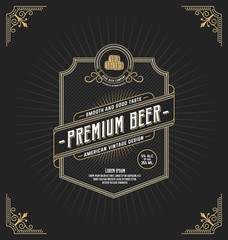 Vintage frame design for labels, banner, logo, emblem, menu, sticker and other design. Suitable for whiskey, beer and premium product.