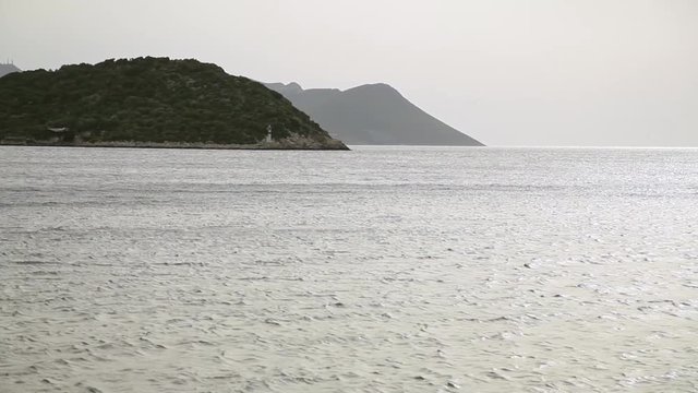 The yacht sails on the sea