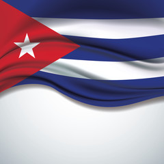 Vector Cuba flag blowing in the wind on white background