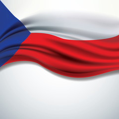 Vector Czech Republic flag blowing in the wind on white backgrou