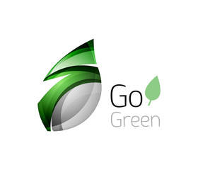 Leaf abstract icon made of waves