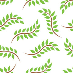 Green leaves seamless pattern. vector illustration isolated on white background.