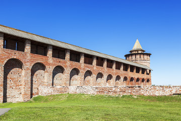 The powerful walls of the Kremlin. Kolomna. Russia