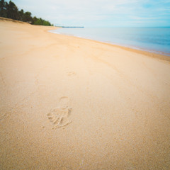footprints at sea beach