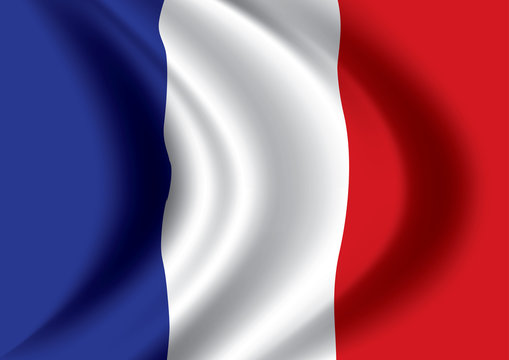 Vector France flag blowing in the wind. Background texture.