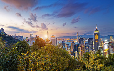 Fototapeta premium Hong Kong City Sunset
