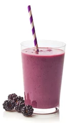 Fotobehang Milkshake Glass of blackberry smoothie