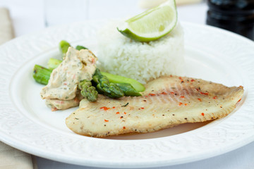 Dinner. Steamed tilapia with rice
