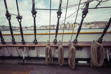 Scenic panorama of the Old Town (Gamla Stan) pier architecture in Stockholm, Sweden