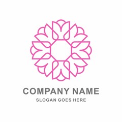 Geometric Flowers Line Vector Logo Template