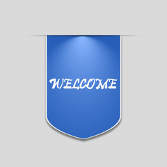Blue welcome banner for web advertising
