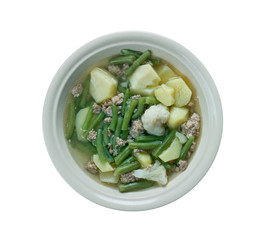 German soup with meat mince