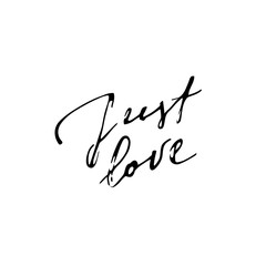 Just love text calligraphy Isolated on white background.