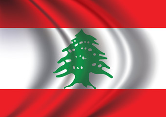 Vector Lebanon flag blowing in the wind