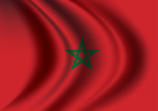 Vector of  Morocco flag blowing in the wind.