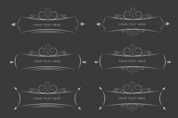 Vintage set of frame on chalkboard background, frame text elemen