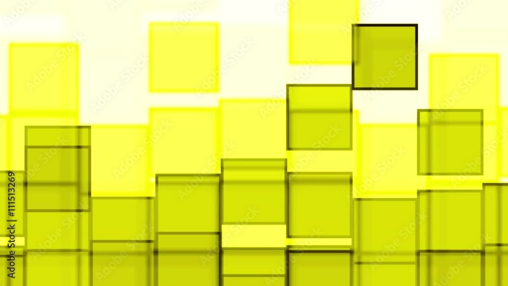 Poster seamless looping background animation with yellow falling square frames and bright background