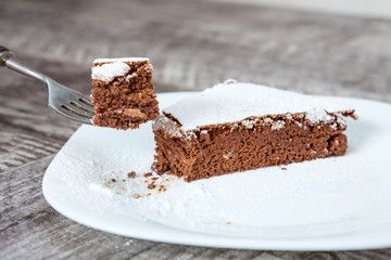 Sweet chocolate cake slice