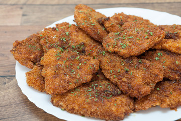 Deep fry breaded meat