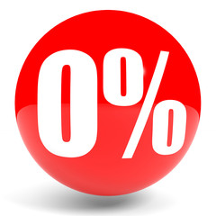 Discount 0 percent off. 3D illustration.