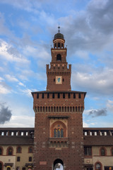 Fototapeta na wymiar Sforza castle tower Milan