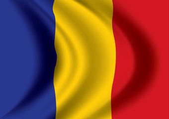 Fototapeta premium Vector Romania flag blowing in the wind. Background texture.