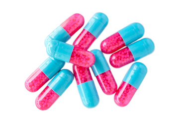 colorful pills isolated on white background
