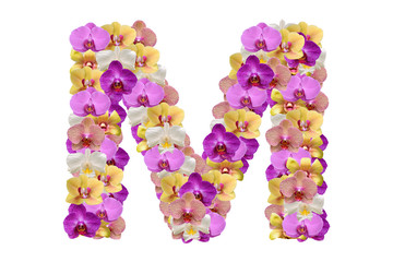 Letter m made of flowers