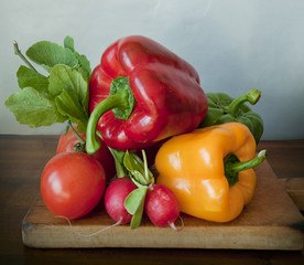 Summer vegetables on a chopping board