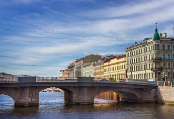Fototapeta premium Bridge of the Fontanka River in Saint Petersburg, Russia