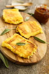 Grilled polenta with barbecue sauce