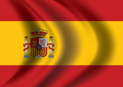 Vector of  Spain flag blowing in the wind.