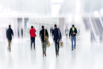 group of people in the lobby business center