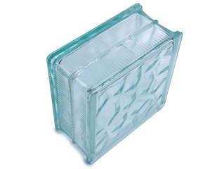 Glass block for building on white background