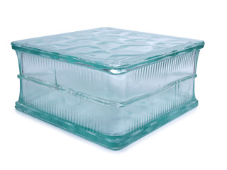 Glass block for building on white background