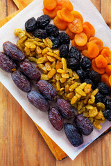 dried fruit mix on a wooden table