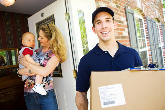 Delivery: Man Taking Package from Home