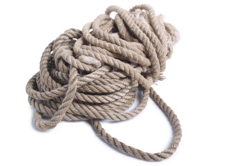 Coil of rope on a white background