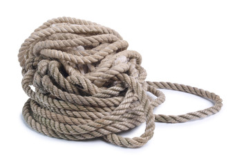 Coil of rope on a white background