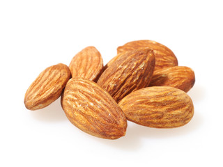 almonds isolated on white background